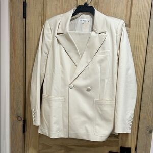 Good American Ivory Blazer Suit Set w/ Wide Leg Pants